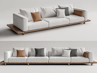 Japanese-style Combination Sofa Multi-person Sofa 3d model