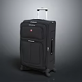 Durable Black Travel Suitcase With Telescopic Handle And Rolling Wheels 3d model