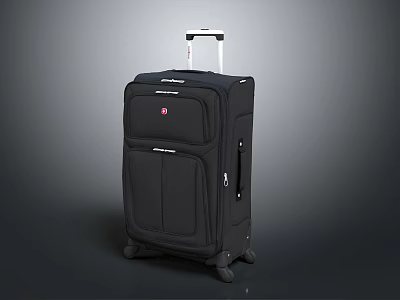 Durable Black Travel Suitcase With Telescopic Handle And Rolling Wheels 3d model