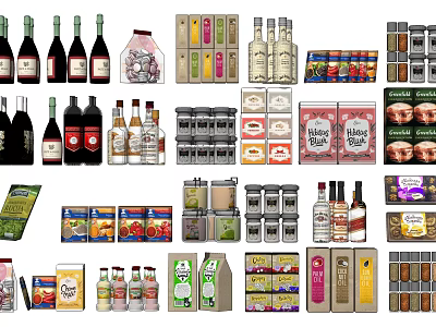Modern Food Supermarket Department Store Commodity Seasoning Canned Beverage Beverage Food 3d model