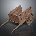 Vintage Wooden Cart Design With Rustic Frame Spoked Wheels And Support Poles