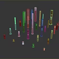 Red And White Columns Of Various Heights Arranged On Reflective Gray Surface