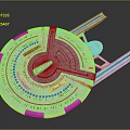 USS Enterprise Spaceship Model With Circular Structure Blue Yellow Lines And Futuristic Design