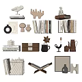 Modern Home Decorative Ornament Set with Books Vase Candle Holder and Minimalist Sculptures