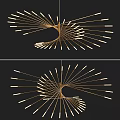 Modern Spiral Chandelier with Radiant Golden Lines and Metallic Curved Structure Design