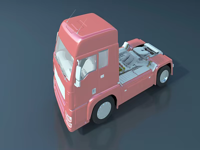 Pink Cab Truck Exterior Design And Structure 3d model