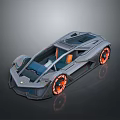 Futuristic Concept Car With Transparent Roof Open Cockpit Orange Wheels And Sleek Design