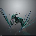 Mythical Teal Dragon Character with Vibrant Wings Red Horns and Dynamic Crouching Pose