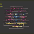 Various Types of Modern Weapons Including Rifles Pistols and Tactical Firearms