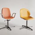 Modern Orange And Yellow Office Chairs With Armrests And Metal Base