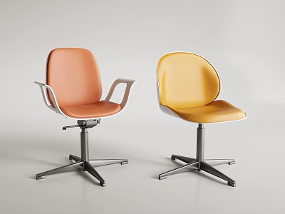 Modern Orange And Yellow Office Chairs With Armrests And Metal Base 3d model