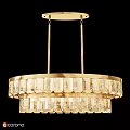 Elegant Modern Round Crystal Chandelier Featuring Gold Metal Frame And Double Tier Design