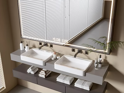 Modern Bathroom Cabinet Bathroom Counter Basin Bathroom Decoration Mirror Cabinet Sink 3d model