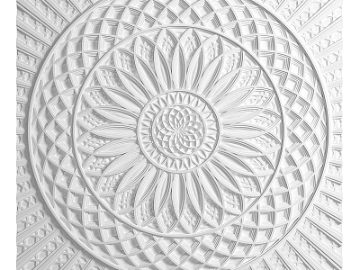 Intricate Carved Floral Pattern With Geometric Borders For Decorative Ceiling 3d model