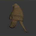 Ancient Metal Helmet Design Featuring Eagle Decor Mesh Pattern And Leather Parts
