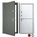 Modern Swing Doors in Dark Gray and Silver White with Geometric Patterns and Sleek Design