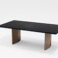 Modern Black Dining Table With Sleek Wooden Top And Metal Legs Design 3d model