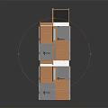 Multi Level Wooden Staircase Model With Transparent Walls And Grid Base