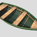 Traditional Green Wooden Boat With Wooden Planks And Classic Design Structure