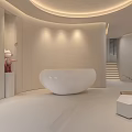 Modern Beauty Hair Salon Interior With Beige Sofa Woven Vase Arched Window And Outdoor View