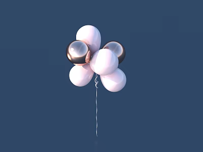 Decorative White and Metallic Balloons Bouquet for Festive Living Party Supplies 3d model