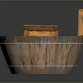 Rustic Wooden Bucket Shaped Wash Basin With Metal Hoops And Side Shelf