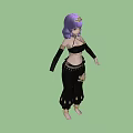 Game Character With Purple Hair Golden Crown Black Crop Top And Flared Pants Decorations