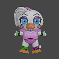 Cartoon Duck Game Character With White Head Purple Bow And Large Blue Eyes