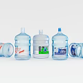 Large Capacity Water Bottles Transparent Plastic Containers With Blue Caps And Labels
