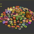 Colorful Assorted Pastries Arranged in Circle with Donuts Cakes and Cookies