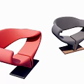Modern Red and Gray Single Chairs with Stylish Curved Unique Design for Home