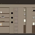 Modern Wooden And White Built In Bookcase With Decorative Items Books And Lighting