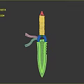 Traditional Weapon Dagger With Braided Wooden Handle And Carved Metal Blade