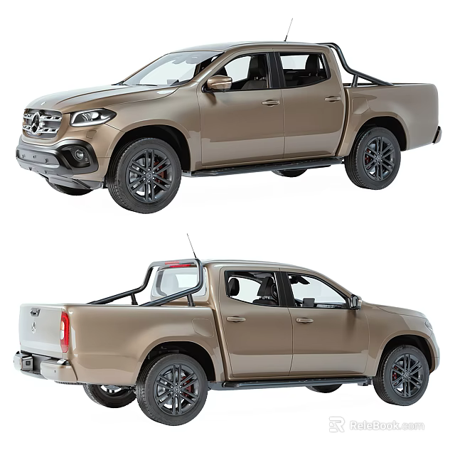Tan Four Door Pickup Truck With Modern Exterior Design And Stylish Black Wheels 3d model 
