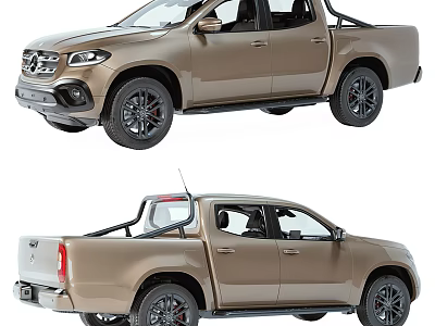 Tan Four Door Pickup Truck With Modern Exterior Design And Stylish Black Wheels 3d model