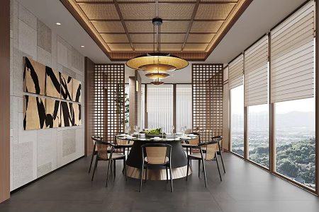 New Chinese Restaurant Room 3d model
