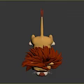 Stuffed Lion Doll Featuring Red Mane Yellow Body Green Eyes And White Paws