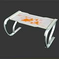 Modern Outdoor Chair With Chrome Metal Frame Transparent Seat And Orange Pattern