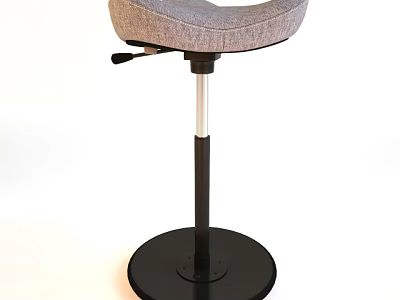 Modern Adjustable Bar Stool With Gray Upholstered Padded Seat And Black Base 3d model