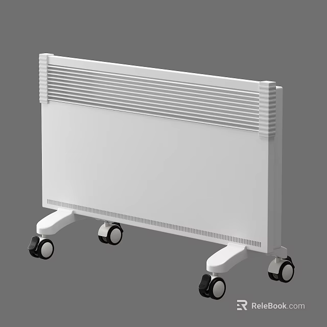 White Mobile Radiator With Wheels For Home Heating Solution 3d model 