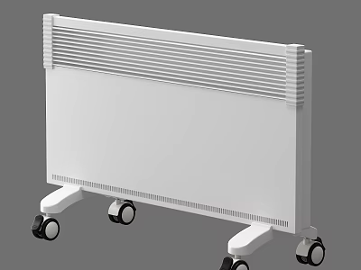 White Mobile Radiator With Wheels For Home Heating Solution 3d model