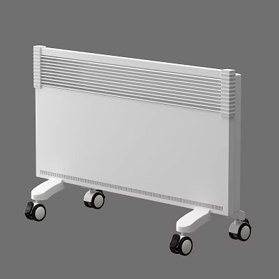 White Mobile Radiator With Wheels For Home Heating Solution 3d model