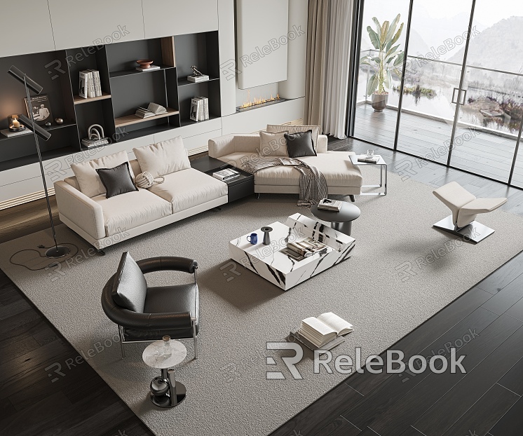 Modern sofa coffee table combination model