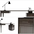 Minimalist Modern Wooden Desk With Drawers Table Lamp And Decor Items