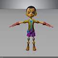Cartoon Character With Yellow Coat Purple Shorts Red Gloves Standing Arms Outstretched