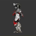 Red And Silver Transformers Toy Figure With Mechanical Armor Plating And Robotic Arms