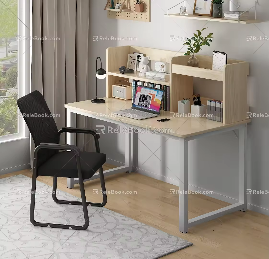 Modern desk chair computer desk 3d model