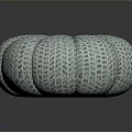 Light Green White Striped Round Pouf With Pleated Design For Home Living