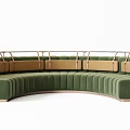 Green Velvet Multi Person Sofa With Metal Frame Curved And Straight Design