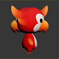 Red Bird Shaped Stuffed Toy With Orange Ears White Belly Front And Back Views
